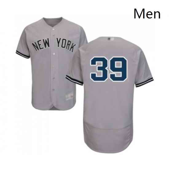 Mens New York Yankees 39 Drew Hutchison Grey Road Flex Base Authentic Collection Baseball Jersey
